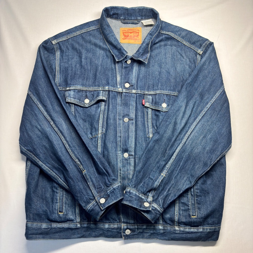 Levis Mens Trucker Jacket Blue Denim Medium Wash 4XL Big and Tall Cotton 70500